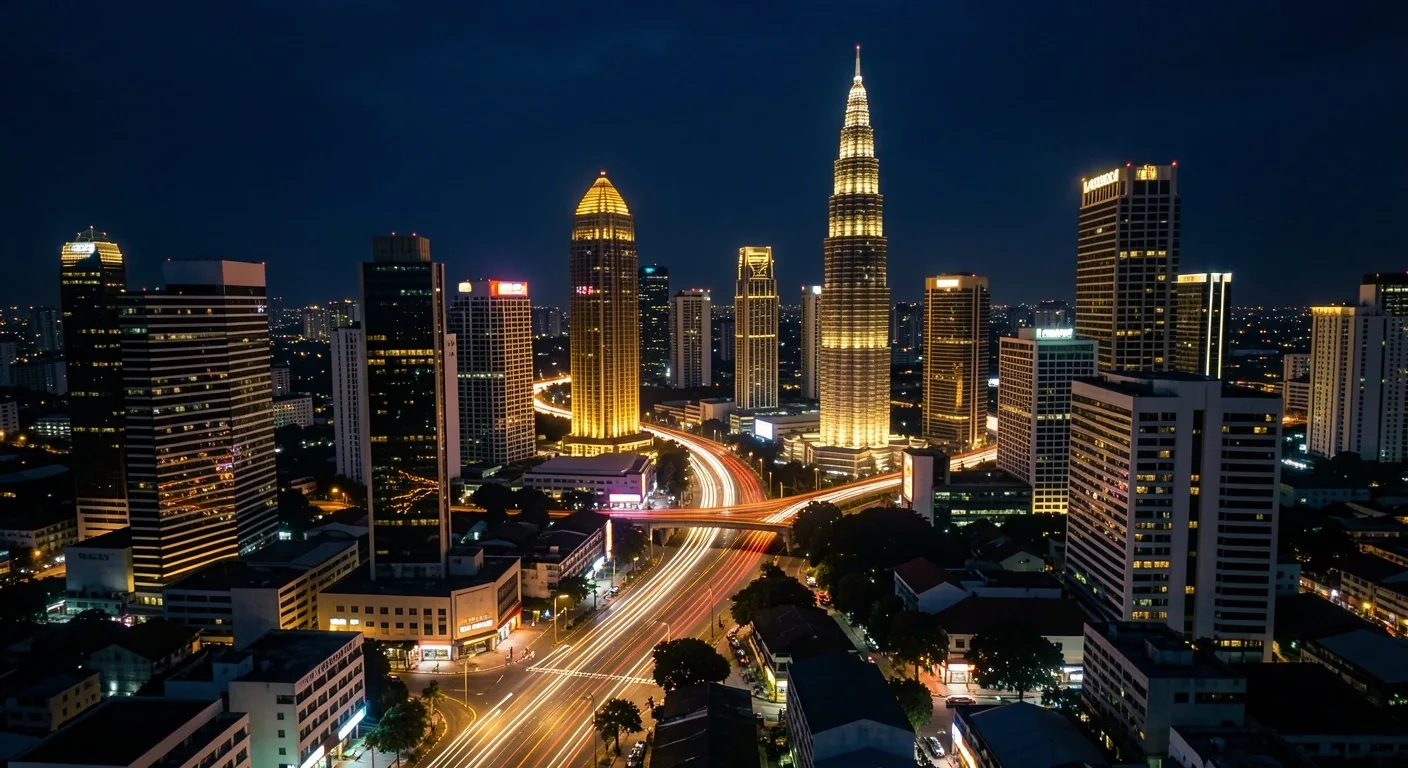 Jakarta skyline at night with city lights